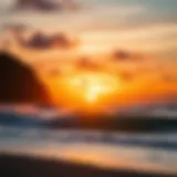 Scenic view of Padang Padang Beach at sunrise