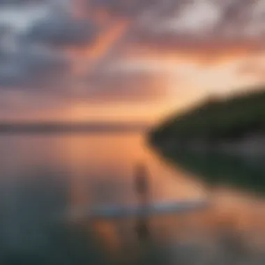 A serene view of Lake Travis at sunset