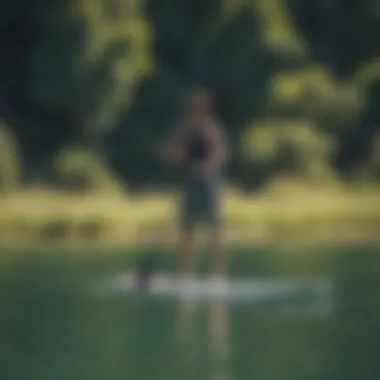 Paddleboarders enjoying a sunny day on the lake