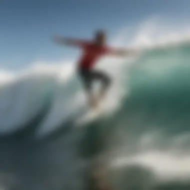 An advanced surfer riding a wave on a Quiksilver foam surfboard, demonstrating performance