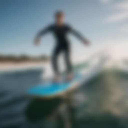 Dynamic view of the Radinn electric surfboard on water