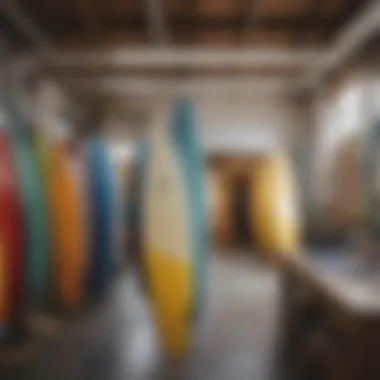 An overview of a surf rental shop with modern technology