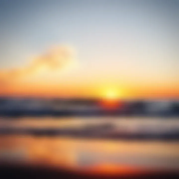 A serene beach scene at sunset, capturing the essence of summer tranquility