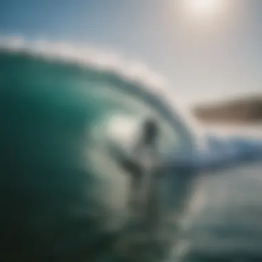 A surfer riding a powerful wave, illustrating the thrilling surfing conditions found along the Portuguese coastline.