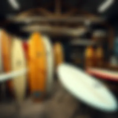 Creative Showcase of Completed Surfboards Finished surfboards displayed in a creative workshop setting