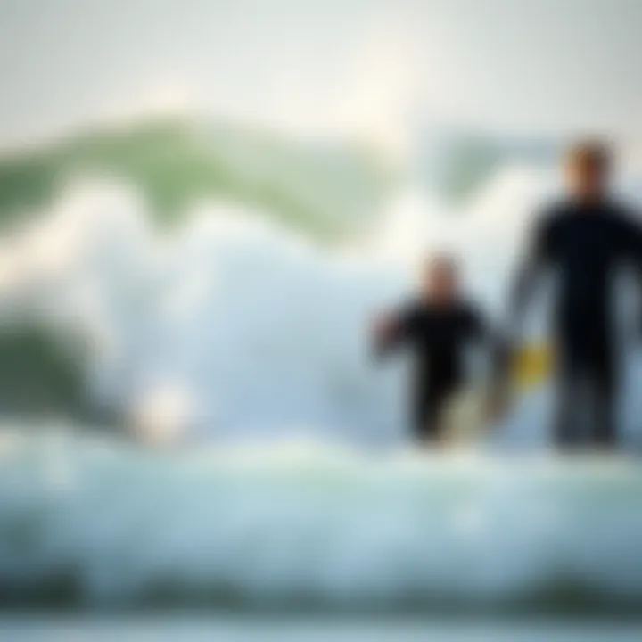 Performance of 654 Wetsuit in Varied Surf Conditions Visual representation of the wetsuit in different surf conditions