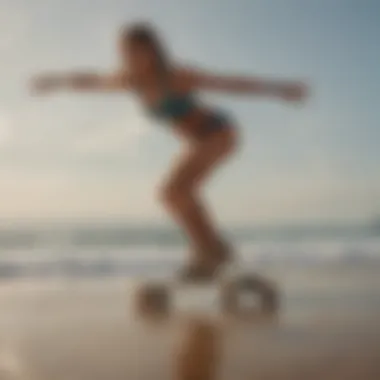 A dancer mid-move, emphasizing balance and rhythm on a longboard