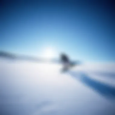 A serene snowy landscape with a snow kiteboarder gliding gracefully.