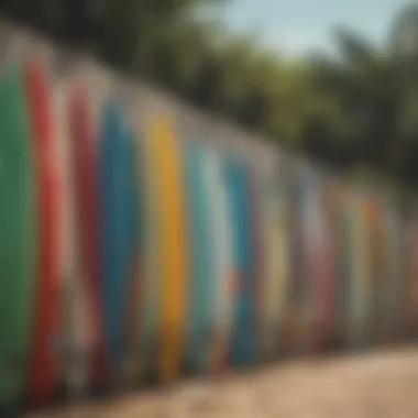 Vibrant surfboards displayed in an online shop