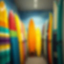 Vibrant surfboards displayed in an online store