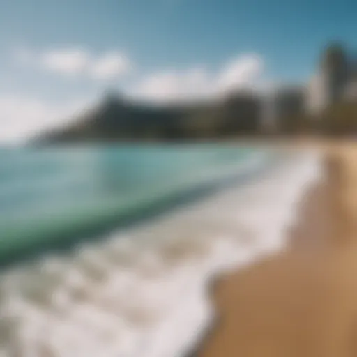 A serene view of Waikiki Beach with gentle waves perfect for beginners.