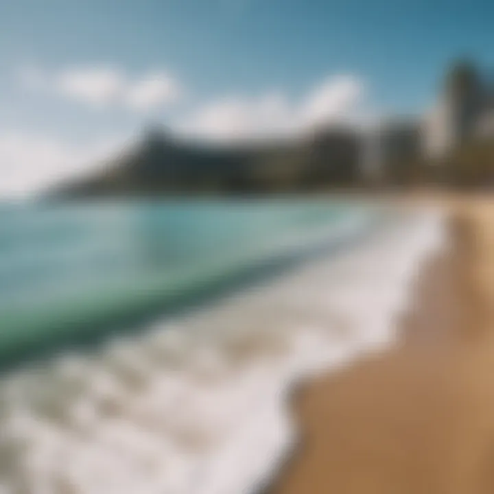 A serene view of Waikiki Beach with gentle waves perfect for beginners.