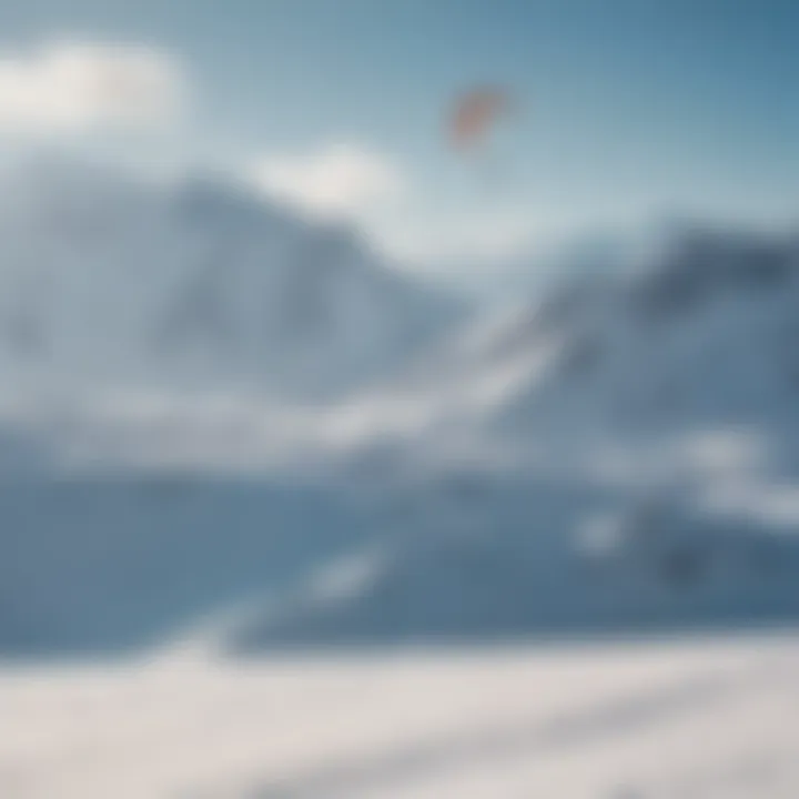 A breathtaking panoramic view of a snow-covered mountain range, perfect for snow kite surfing