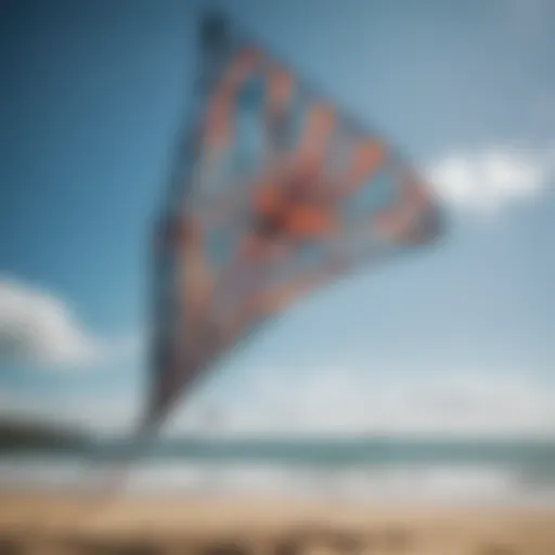 Close-up of a kitesurfing kite showcasing its intricate design and stitching