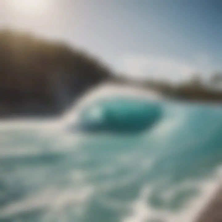 An inviting wave pool landscape designed for surf training and leisure.