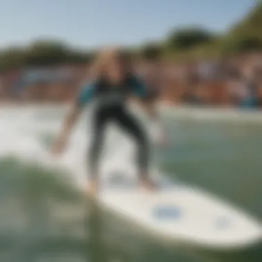 Community gathering at a surf park event promoting local surf culture