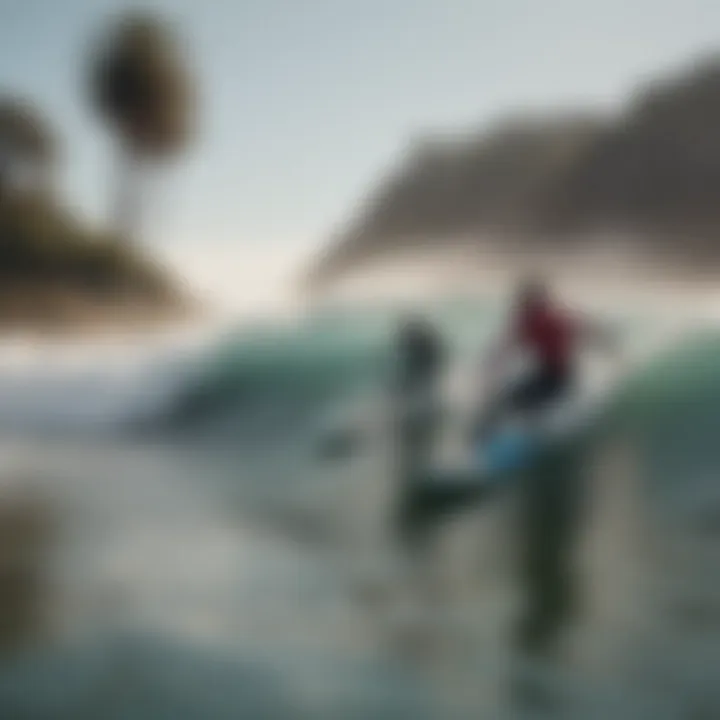 Surfers riding the iconic Malibu surf