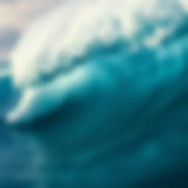Intricate Brushwork and Texture A close-up view highlighting the intricate brushwork and texture of the wave