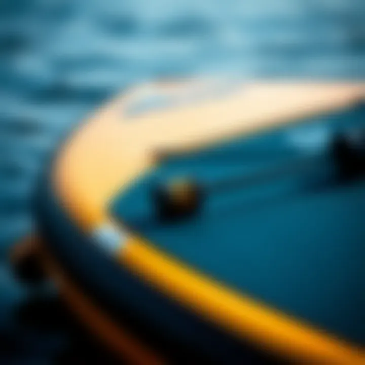 Detailed view of iROCKER inflatable paddle board materials