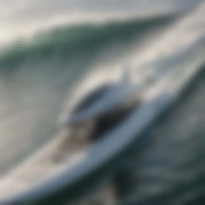 Close-up view of jet propulsion system integrated into surfboard