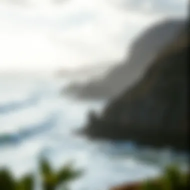 Surfers riding waves along a stunning Pacific coastline, symbolizing surf culture.