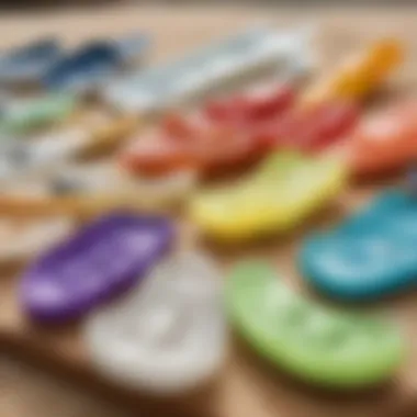 Diverse Mouthguard Options Close-up of various types of mouthguards displayed on a surfboard