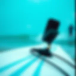 Close-up view of a surf microphone attached to a surfboard