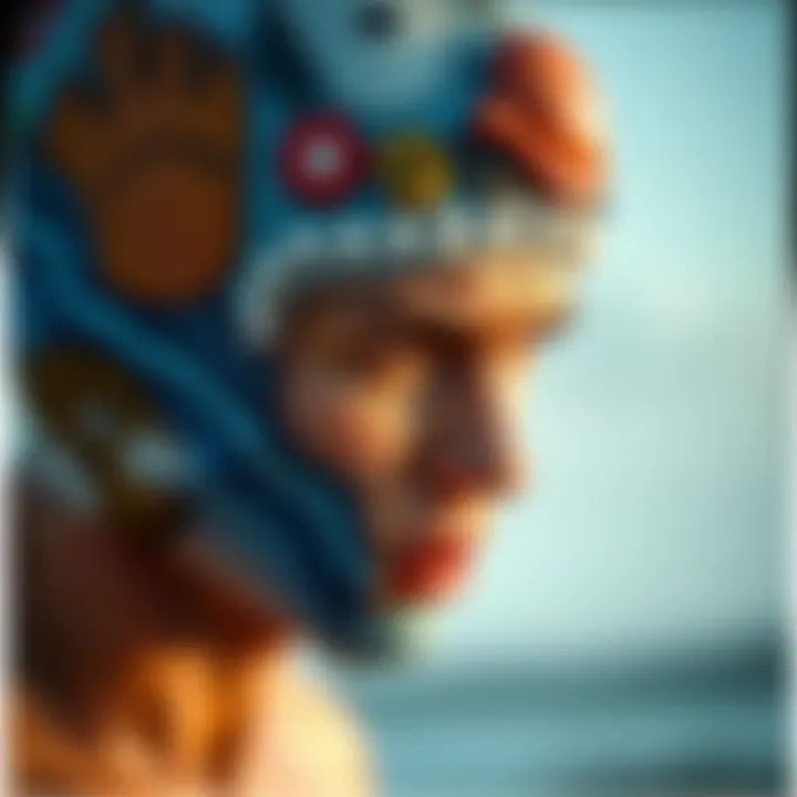 Unique Designs on Surf Naked Hat Close-up of a surf naked hat adorned with unique designs, showcasing personal expression