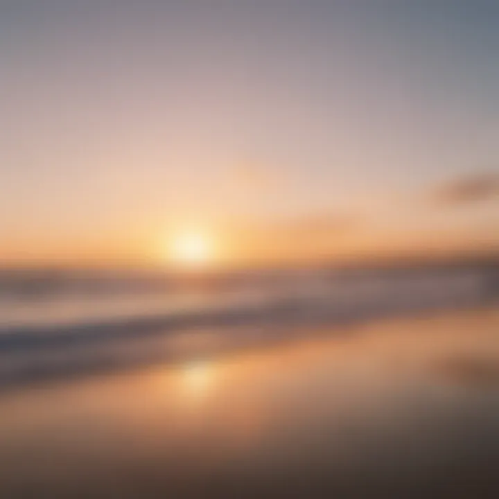 Crowded beach scene at Pacific Beach during sunset