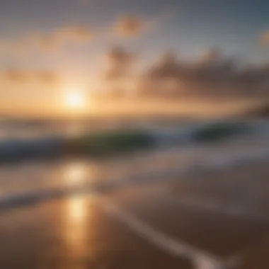 Stunning view of a surf beach in Nicaragua at sunset