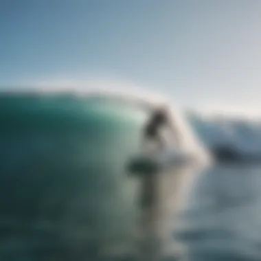 Local surfers catching waves