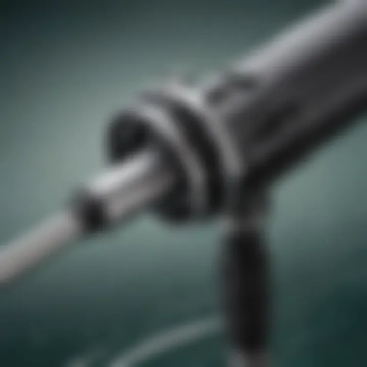 Close-up of the components of a telescoping surf rod