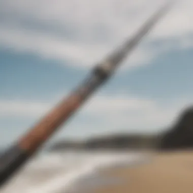 Telescoping surf rod in action on the beach