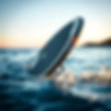 Side view of a foldable paddleboard showcasing its unique design and features