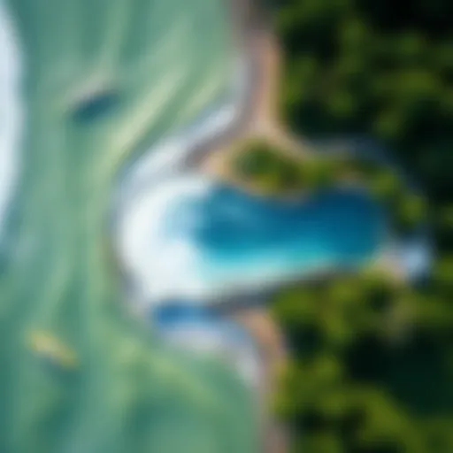 Aerial view of the Waco Surf Pool showcasing its unique wave generation technology amidst lush green surroundings.