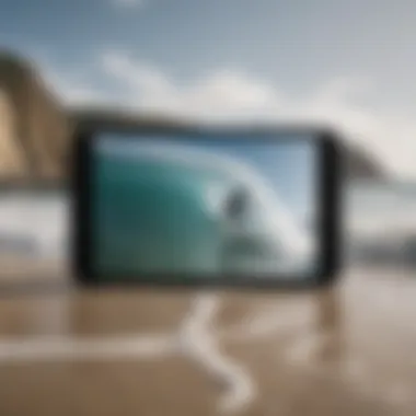 Surfer using WindyTV app on the beach