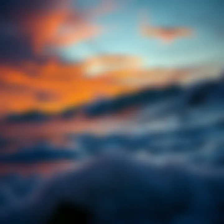 Nature's Artistry at Dusk A vibrant sunset over the ocean waves, capturing the essence of nature's artistry.
