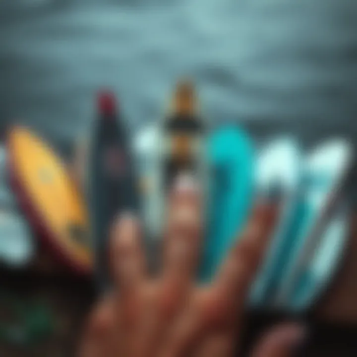 A collection of intricate finger surfboards showcasing various designs