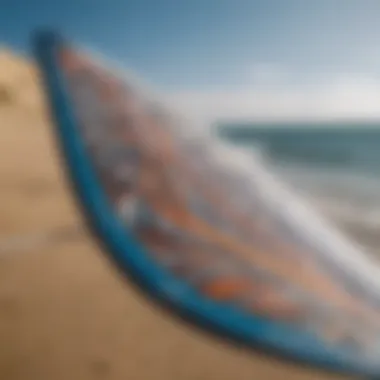 Close-up of kiteboarding wing design showcasing intricate patterns