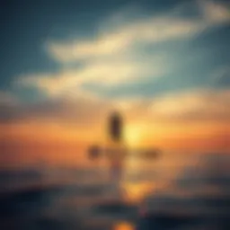 A serene sunrise paddle boarding experience on calm waters