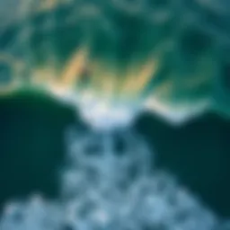 Aerial view of a perfect surfing break with clear waves