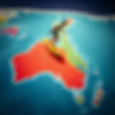 Different types of surfing breaks illustrated on a map