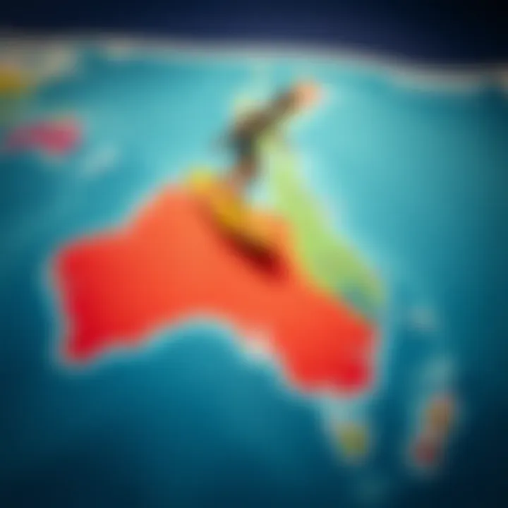 Different types of surfing breaks illustrated on a map