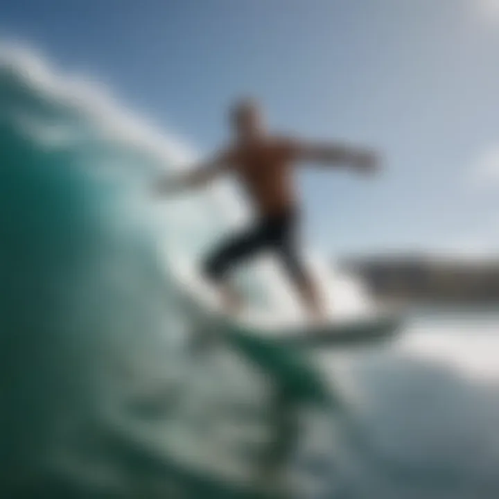 Surfer demonstrating the performance benefits of UDT fins in action