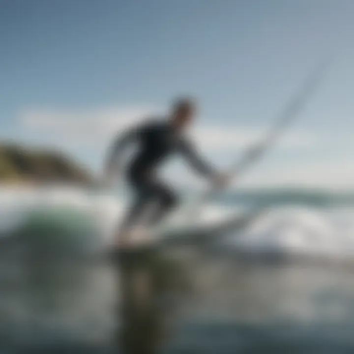 A surfer casting the Ugly Stik rod into the waves, demonstrating its performance.