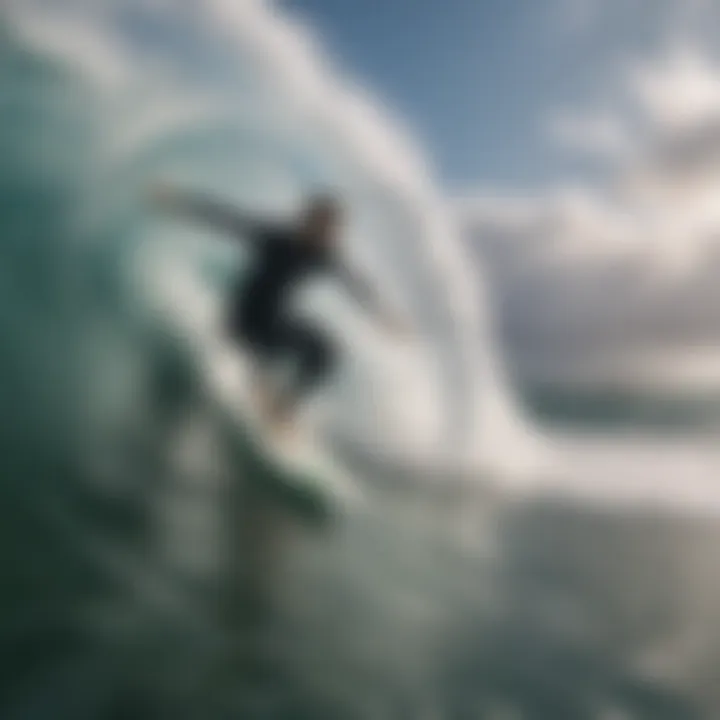 A surfer enjoying a wave, highlighting the impact of fin selection on surfing dynamics.