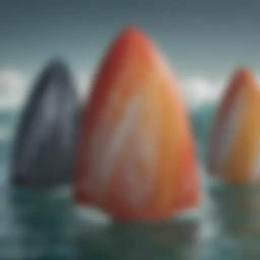 A close-up view of various FCS fin types showcasing their unique shapes and designs.