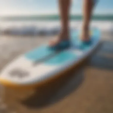 Close-up view of the Fit Wave Stand Up Paddle Board's unique design and materials