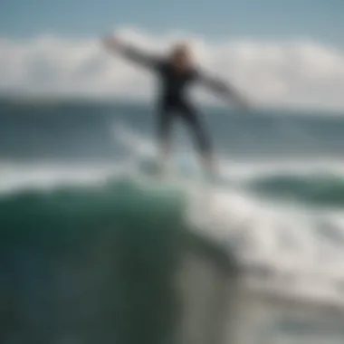 A surfer showcasing the impressive performance of a Flite surfboard in action