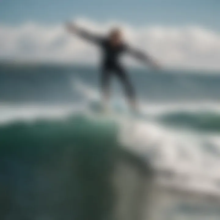 A surfer showcasing the impressive performance of a Flite surfboard in action